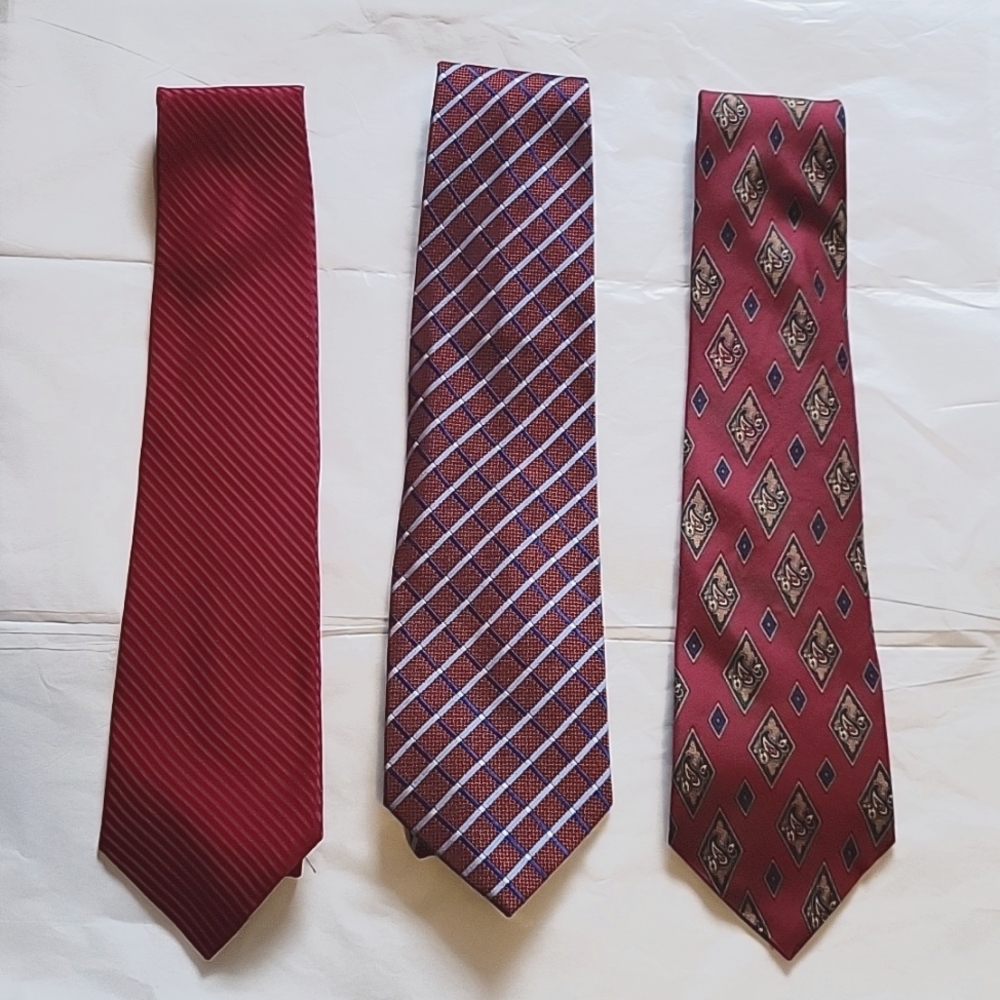 Mens red silk tie set